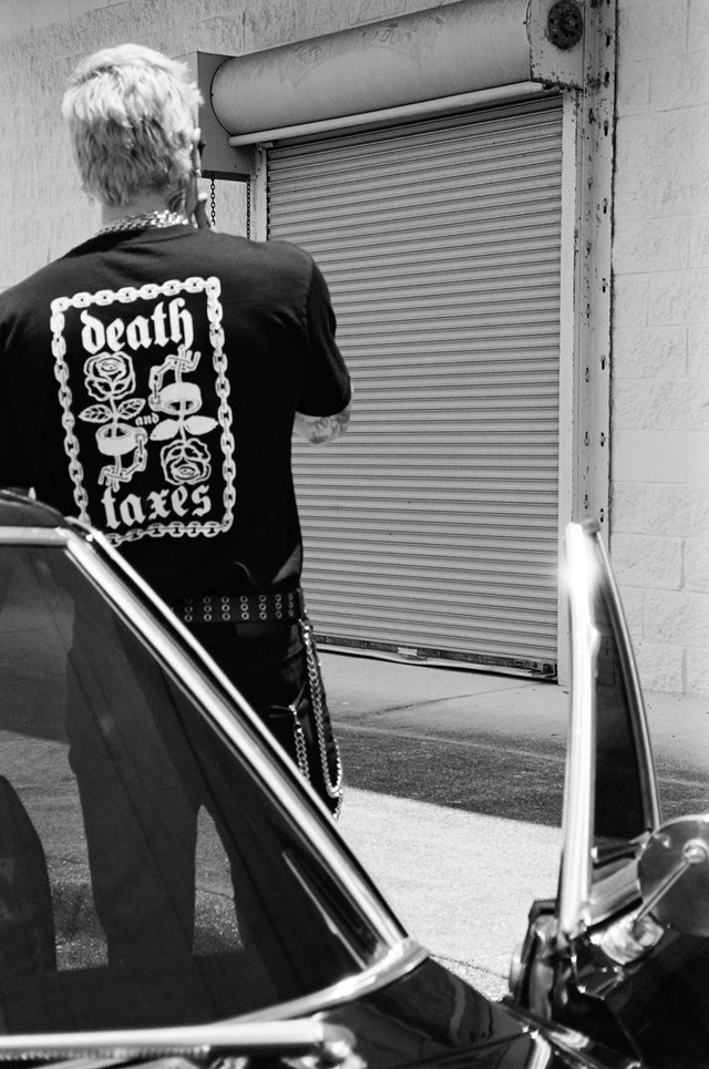 Death & Taxes Cuffs and Roses Pocket Tee