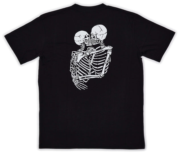 Death & Taxes Kissing Skullies Pocket Tee